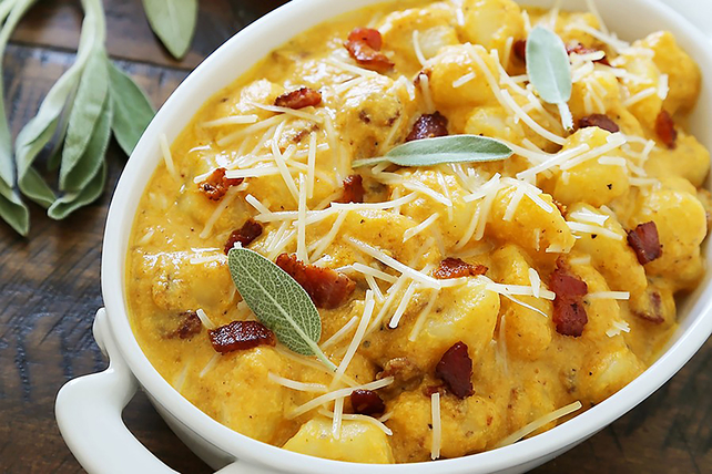 Pumpkin Gnocchi with Bacon and Sage Sauce